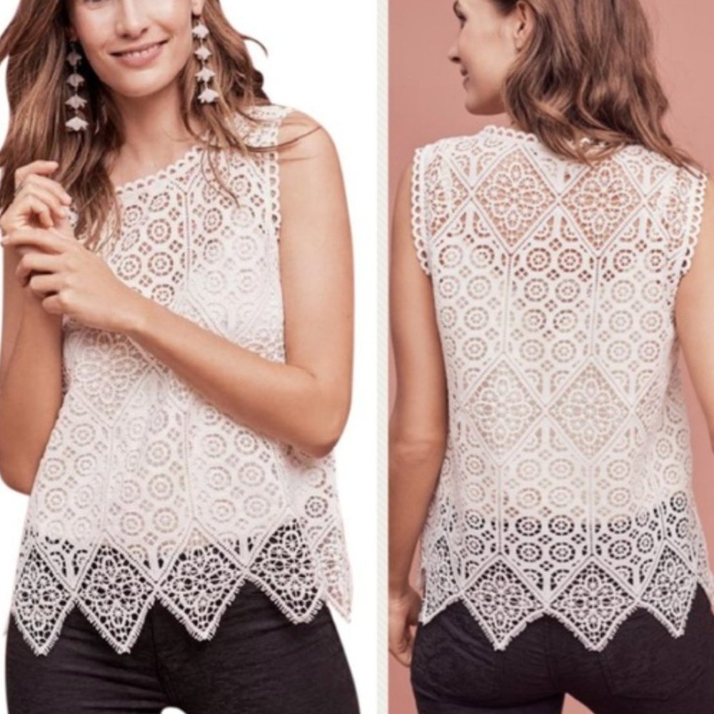 ⭐️ Deletta Lace Peasant Crochet Boho Minimal Modern Hipster Hippie Trendy Top